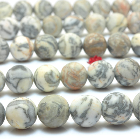 YesBeads Natural Picasso Jasper matte round loose beads wholesale gemstone jewlery making 15"