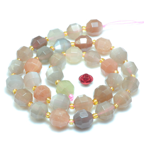 YesBeads Natural Rainbow Moonstone faceted double terminated point beads wholesale gemstone jewelry 15"