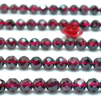 Natural Red Garnet Stone faceted round loose beads wholesale gemstone for jewelyr making DIY bracelets necklace