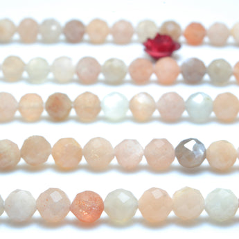 YesBeads Natural Rainbow Moonstone faceted round loose beads wholesale gemstone jewelry