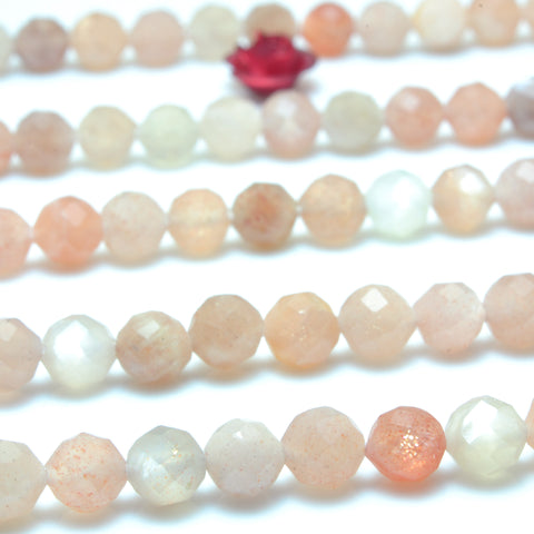 YesBeads Natural Rainbow Moonstone faceted round loose beads wholesale gemstone jewelry