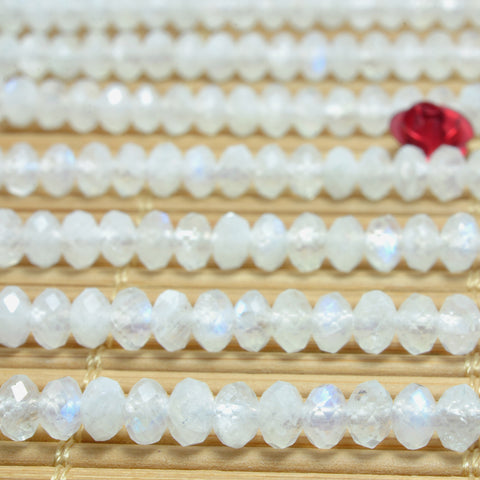 Natural Rainbow Moonstone faceted rondelle beads wholesale gemstone jewelry making
