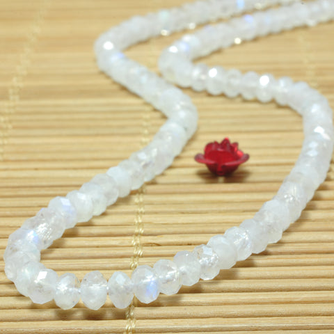 Natural Rainbow Moonstone faceted rondelle beads wholesale gemstone jewelry making