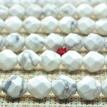 Natural White Howlite diamond faceted round beads turquoise wholesale gemstone jewelry making