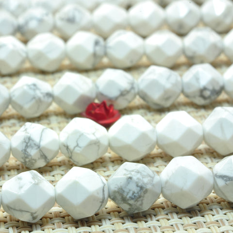 Natural White Howlite diamond faceted round beads turquoise wholesale gemstone jewelry making