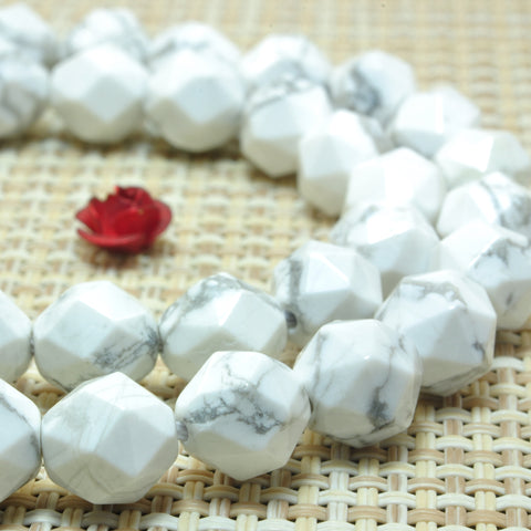 Natural White Howlite diamond faceted round beads turquoise wholesale gemstone jewelry making
