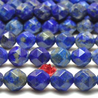 YesBeads Natural Lapis Lazuli diamond faceted round beads wholesale gemstone jewelry making 15"