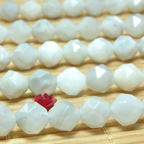 YesBeads Natural White Crazy Lace Agate diamond faceted round beads wholesale gemstone jewelry making 15"
