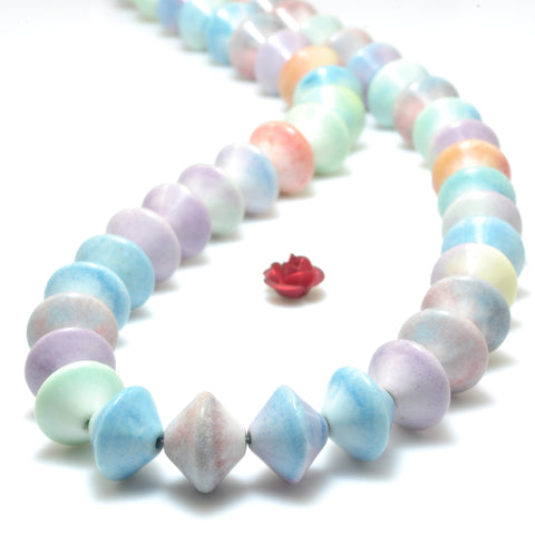 YesBeads Alashan Rainbow Jasper smooth rondelle disc beads wholesale gemstone jewelry making 15"