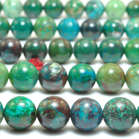 Natural Chrysocolla AA grade smooth round beads blue green gemstone wholesale jewelry 15"