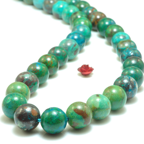 Natural Chrysocolla AA grade smooth round beads blue green gemstone wholesale jewelry 15"