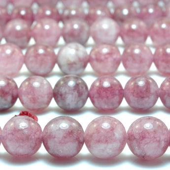 YesBeads Purple Jade dyed lepidolite color smooth round loose beads wholesale gemstone jewelry making 15"