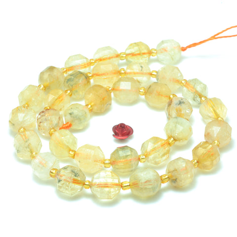 YesBeads Natural Yellow Citrine crystal faceted double terminated point beads wholesale gemstone jewelry 15"