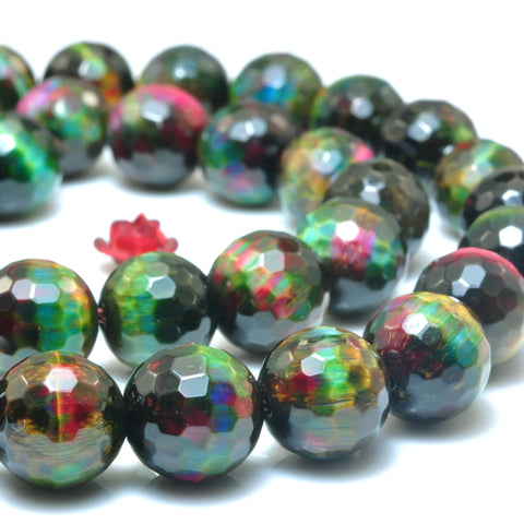 Galaxy Tiger Eye faceted round loose beads wholesale gemstone rainbow tiger's eye for jewelry making DIY bracelets necklace