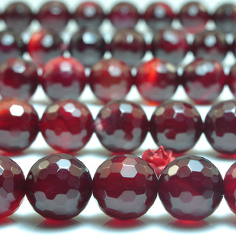 YesBeads Red Agate faceted round loose beads wholesale gestmone jewelry making 15"