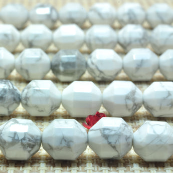 YesBeads Natural White Howlite faceted double terminated point beads wholesale gemstone jewelry 15"