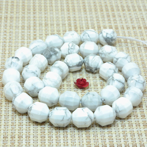 YesBeads Natural White Howlite faceted double terminated point beads wholesale gemstone jewelry 15"