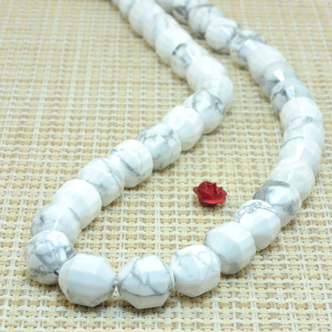 YesBeads Natural White Howlite faceted double terminated point beads wholesale gemstone jewelry 15"