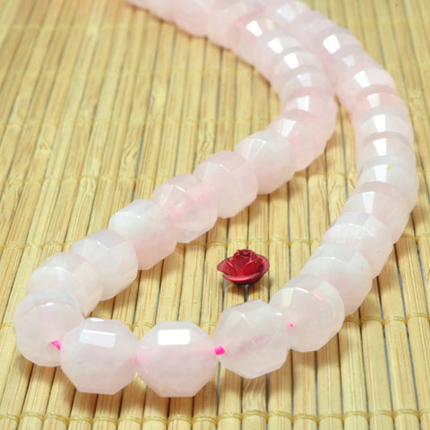 YesBeads Natural Rose Quartz Crystal faceted double terminated point beads pink gemstone wholesale jewelry 15"