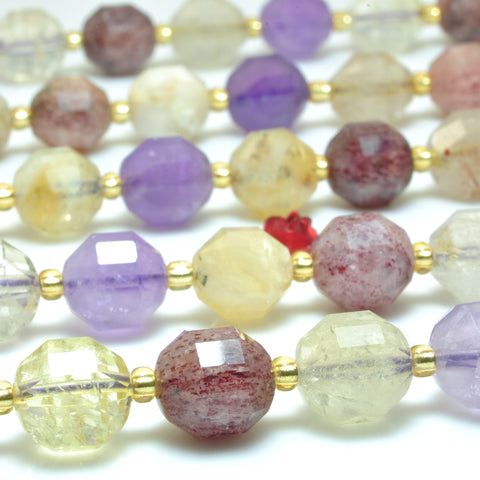 YesBeads Natural Amethyst Citrine Strawberry Quartz mix crystal gemstone faceted double terminated point beads wholesale 15"