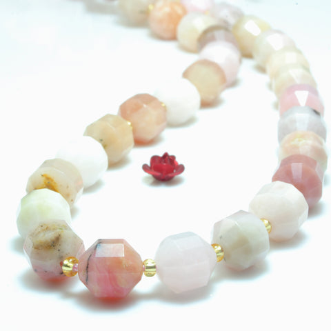 YesBeads Natural Pink Opal faceted double terminated point beads wholesale gemstone jewelry 15"