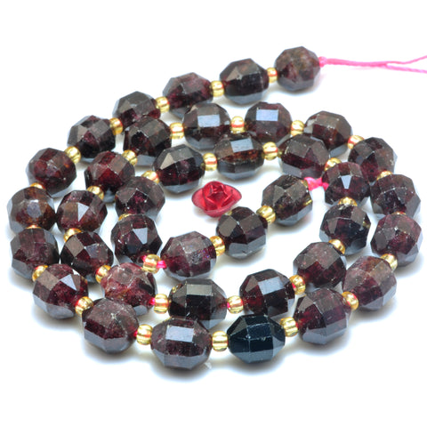 YesBeads Natural Red Garnet faceted double terminated point beads wholesale gemstone jewelry 15"