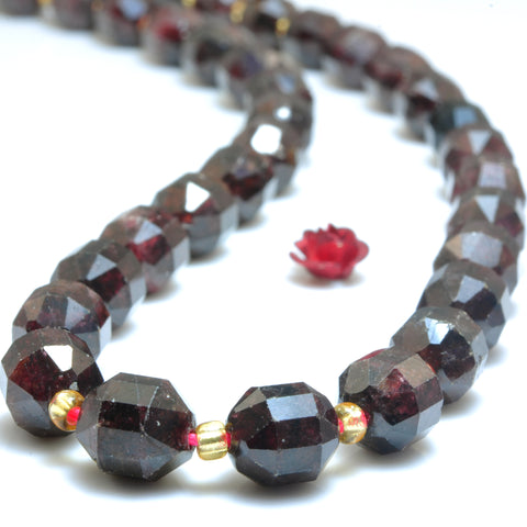 YesBeads Natural Red Garnet faceted double terminated point beads wholesale gemstone jewelry 15"