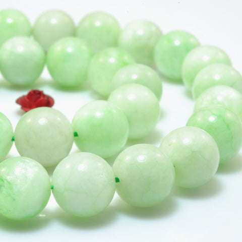 YesBeads Green rock crystal quartz smooth round beads dyed green apatite color gemstone wholesale 15"