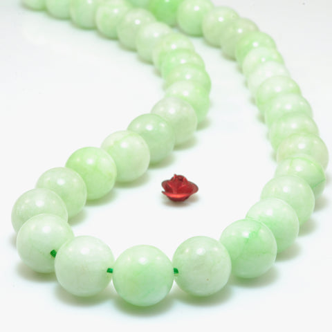 YesBeads Green rock crystal quartz smooth round beads dyed green apatite color gemstone wholesale 15"