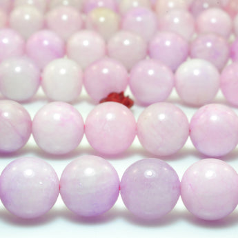 YesBeads Purple pink rock crystal quartz smooth round beads dyed kunzite color gemstone wholesale 15"