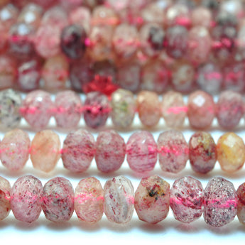 Natural Strawberry Quartz faceted rondelle loose beads wholesale gemstone jewelry making bracelet necklace diy