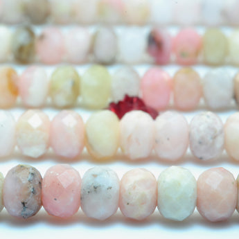 YesBeads Natural Pink Opal faceted rondelle loose beads wholesale gemstone jewelry making 15"