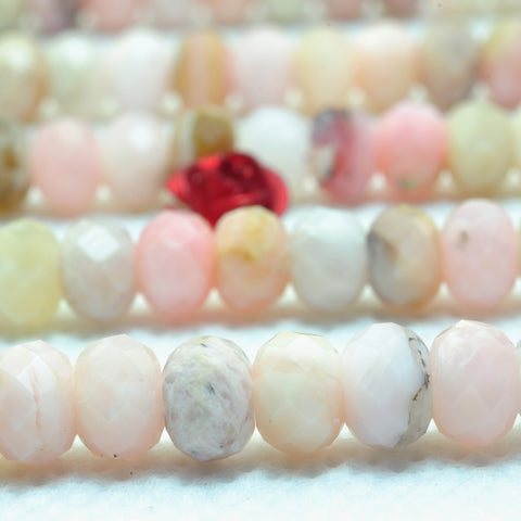 YesBeads Natural Pink Opal faceted rondelle loose beads wholesale gemstone jewelry making 15"