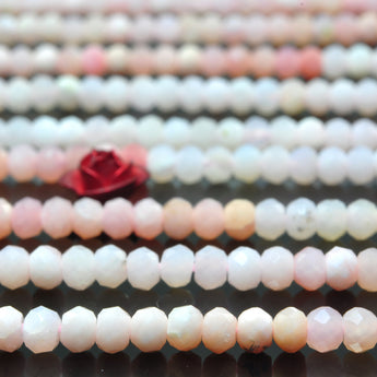 YesBeads Natural Pink Opal faceted rondelle loose beads wholesale gemstone jewelry making 15"