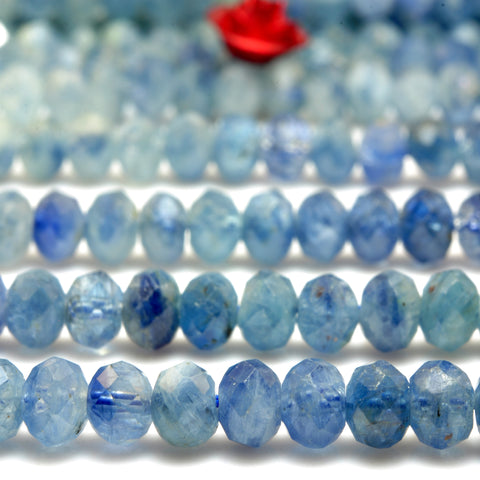 YesBeads Natural Blue Kyanite faceted rondelle beads wholesale gemstone jewelry making 15"