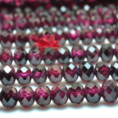 YesBeads Natural Red Garnet Stone faceted rondelle loose beads wholesale gemstone jewelry making 15"