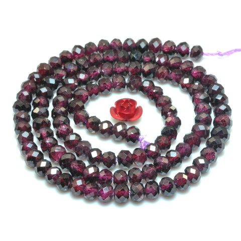 YesBeads Natural Red Garnet Stone faceted rondelle loose beads wholesale gemstone jewelry making 15"