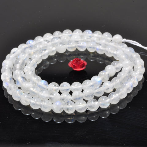 YesBeads Natural Rainbow Moonstone A grade smooth round loose beads white gemstone wholesale 15"
