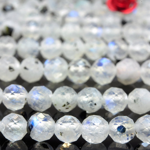 YesBeads Natural Rainbow Moonstone faceted round loose beads wholesale gemstones jewelry making 15"