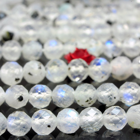 YesBeads Natural Rainbow Moonstone faceted round loose beads wholesale gemstones jewelry making 15"
