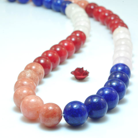 YesBeads Rainbow Jade mix gemstone smooth round beads wholesale jewelry multicolor jade 15"