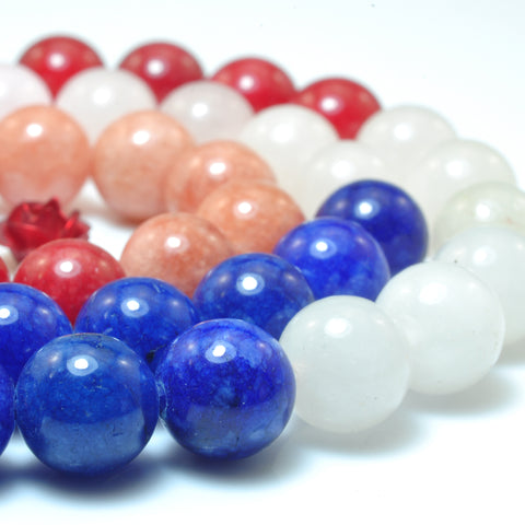 YesBeads Rainbow Jade mix gemstone smooth round beads wholesale jewelry multicolor jade 15"
