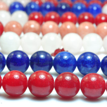 YesBeads Rainbow Jade mix gemstone smooth round beads wholesale jewelry multicolor jade 15"