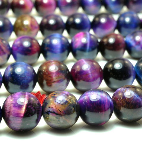 Galaxy Tiger Eye stone smooth round loose beads wholesale rainbow tiger's eye for jewelry making 8mm 10mm