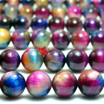 Galaxy Tiger Eye Stone smooth round loose beads wholesale rainbow tiger's eye for jewelry making 6mm 8mm