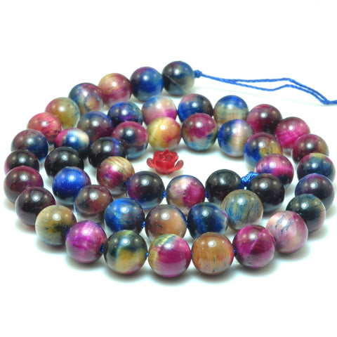 Galaxy Tiger Eye Stone smooth round loose beads wholesale rainbow tiger's eye for jewelry making 6mm 8mm