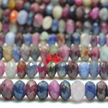 YesBeads Natural Ruby Sapphire gemstone faceted rondelle beads wholesale stone jewelry  15"