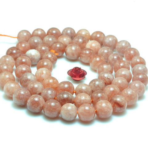 YesBeads Malaysia Jade smooth round loose beads orange gemstone wholesale jewlery  15"