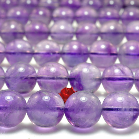 YesBeads Natural Amethyst linght purple smooth round beads wholesale gemstone jewelry making 15"