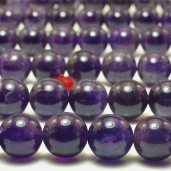 YesBeads Natural Amethyst dark purple smooth round beads wholesale gemstone jewelry making 15"